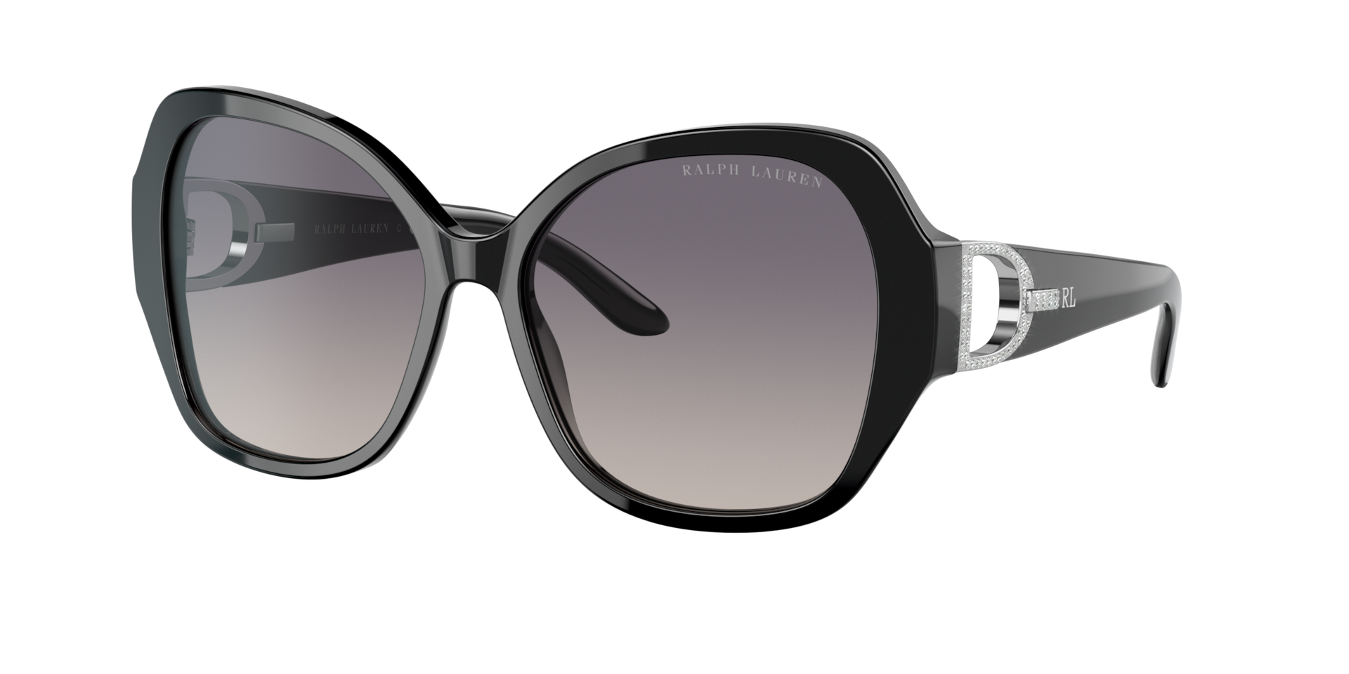 Ralph Lauren Femme Sunglass RL8202B - Couleur du Monture: Noir brillant, Couleur de Lentille: Gradient Dark Purple/Grey