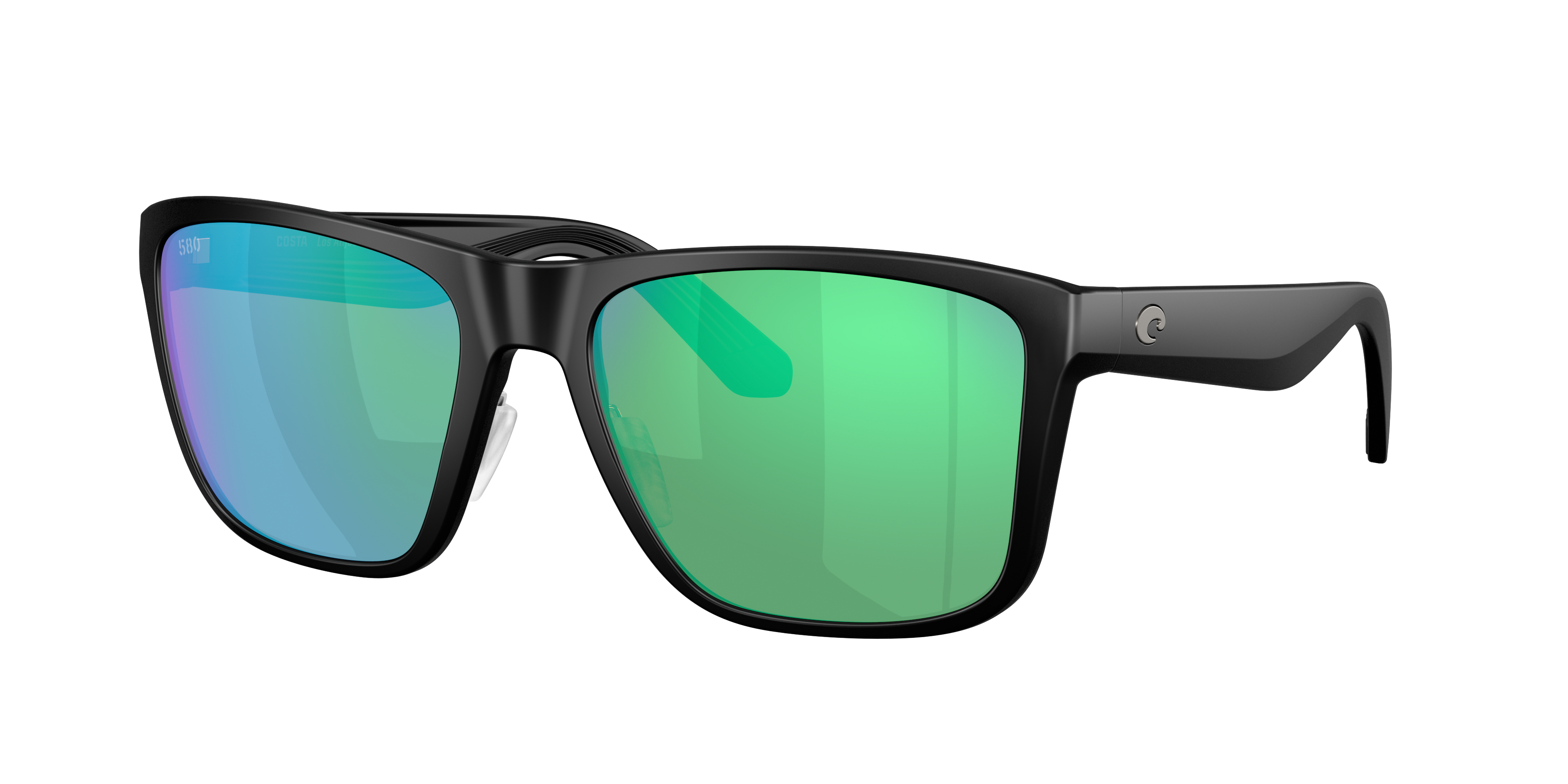 Costa Man Sunglass Los Alijos -  Frame color: Matte Black, Lens color: Green Mirror