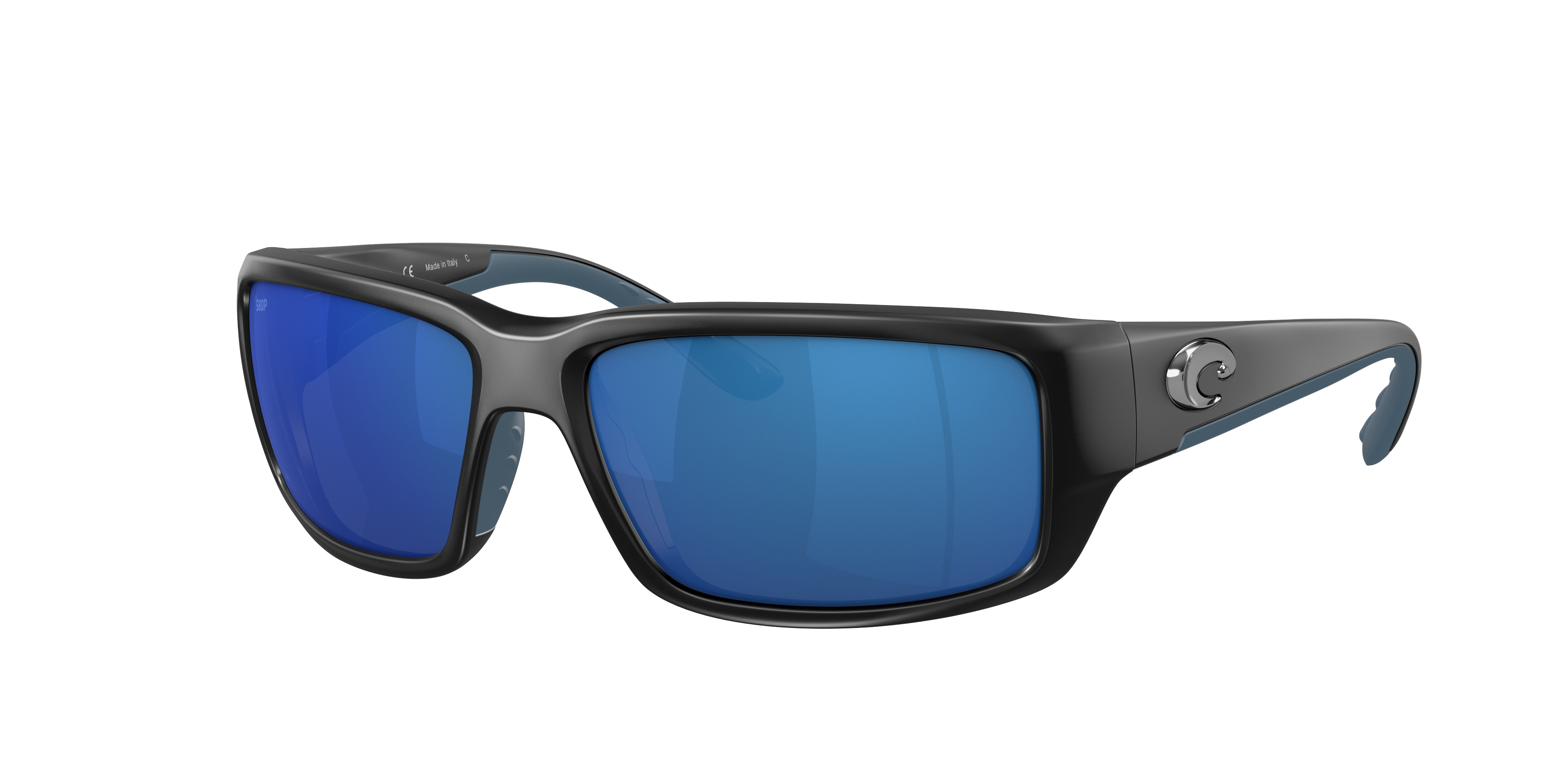 Costa Man Sunglass Fantail -  Frame color: Matte Black, Lens color: Blue Mirror