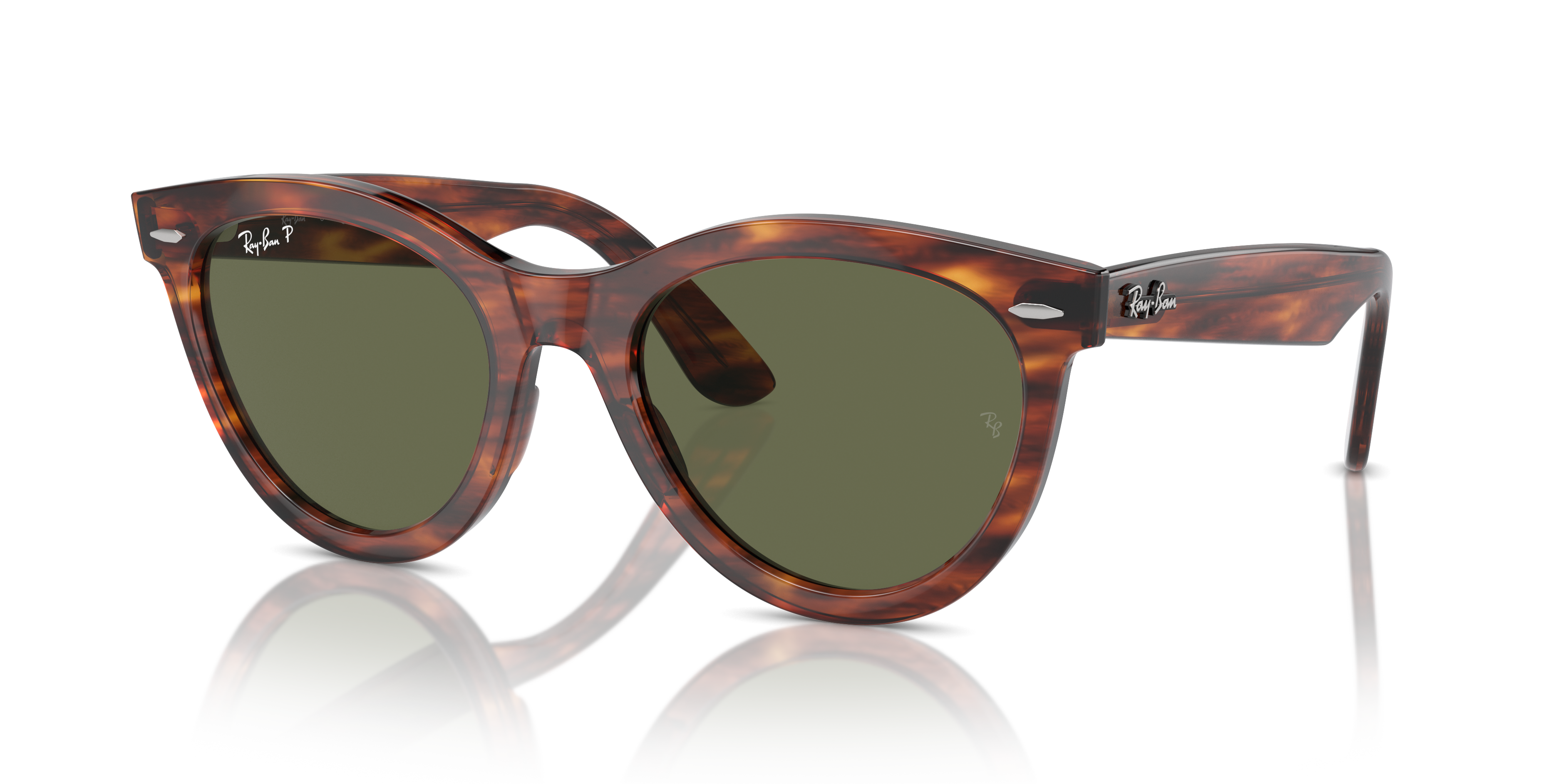 邦楽 Wayfarer Ray-Ban Wayfarer Way L (51 - 21) with Green lenses and Brown frame