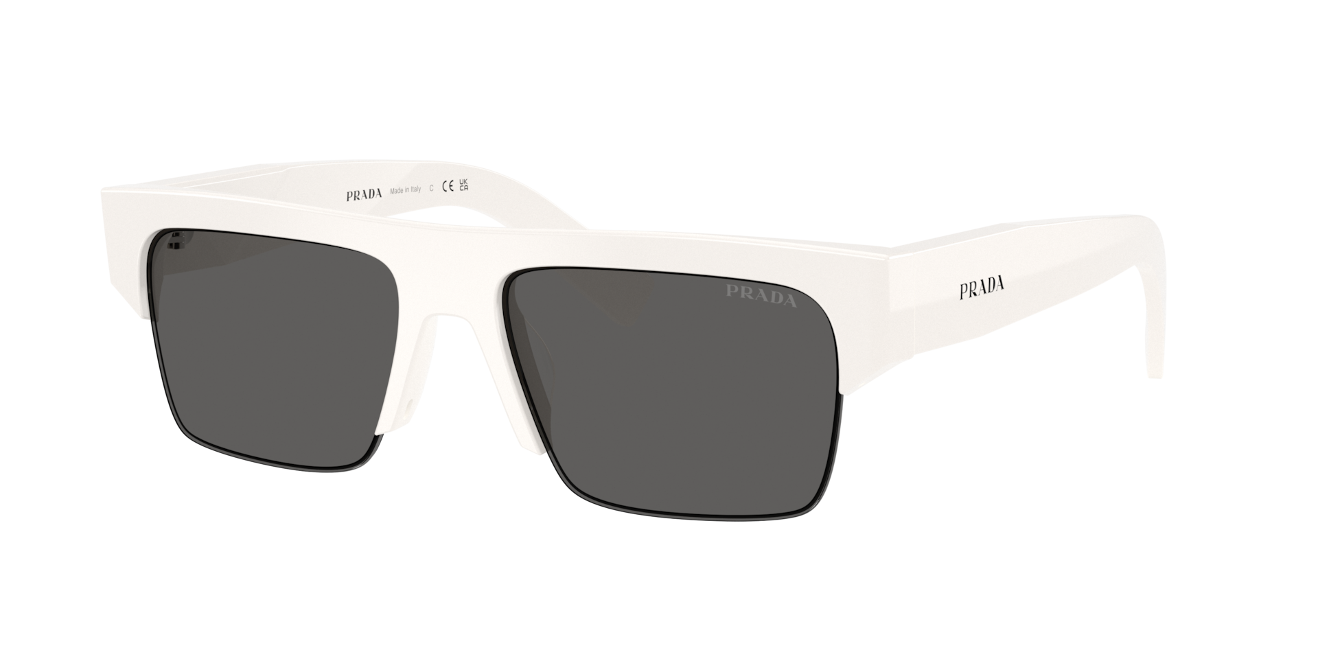 Prada Mann Sunglass PR D12SU - Rahmenfarbe: Weiß, Linsenfarbe: Ardesia/Antiriflesso