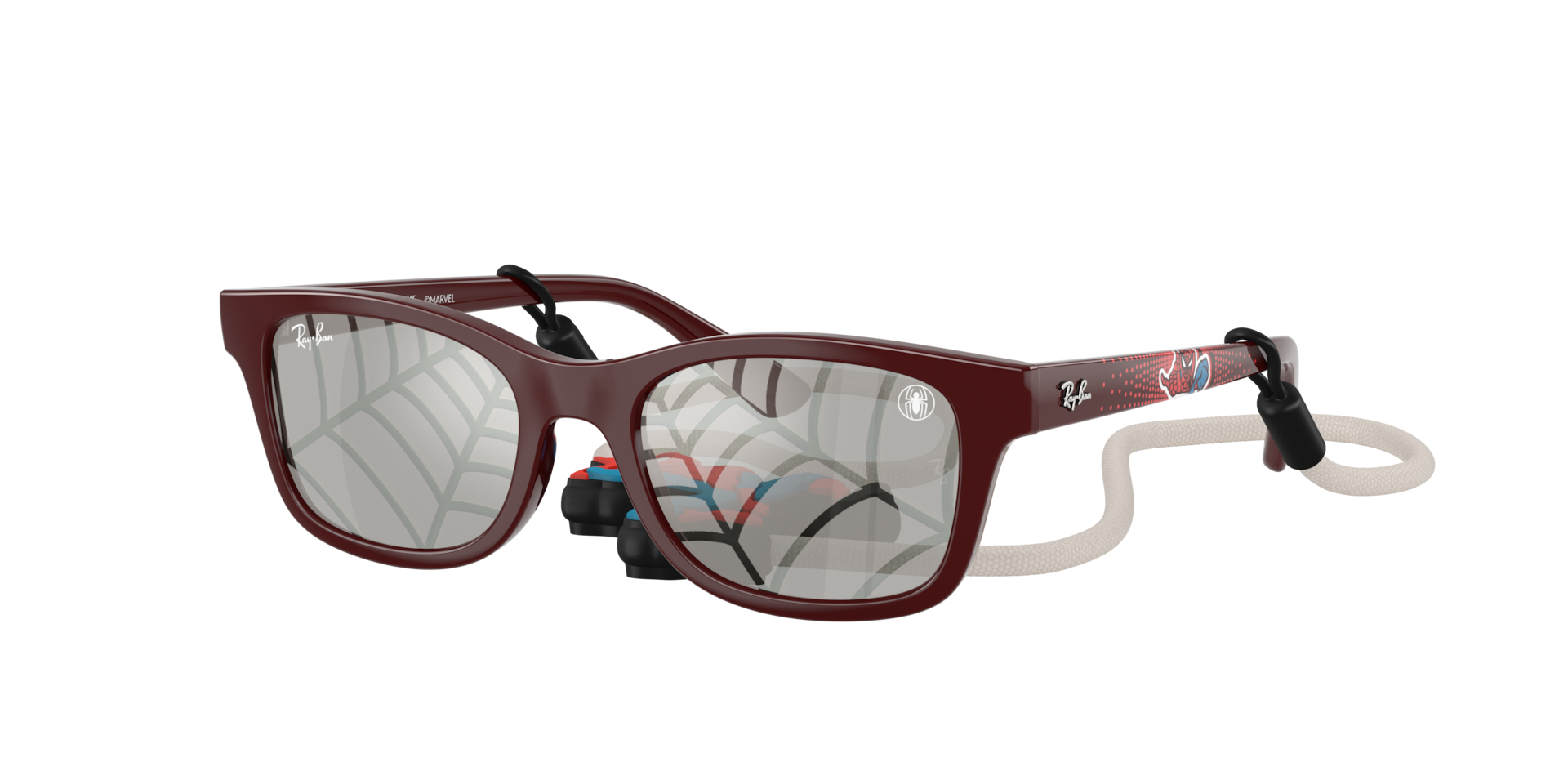 Ray-Ban  Sunglass Ray-Ban MARVEL© - Spiderman RB9086S Kids - Couleur du Monture: Rouge foncé, Couleur de Lentille: Gris avec triangles argentés