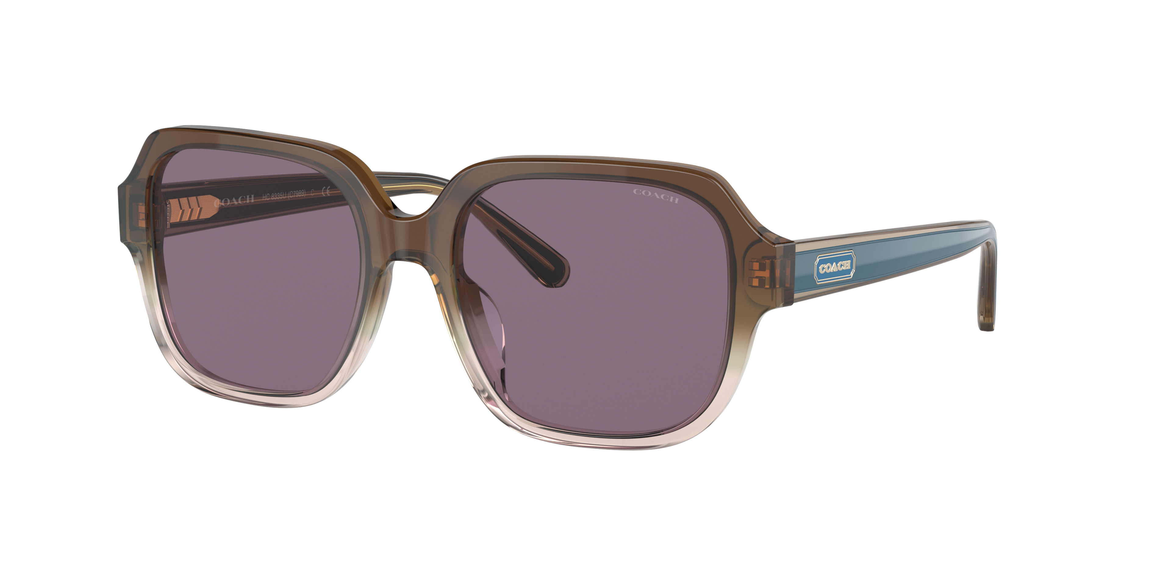 Coach Woman Sunglass C7989 -  Frame color: Transparent Brown Gradient, Lens color: Violet Solid