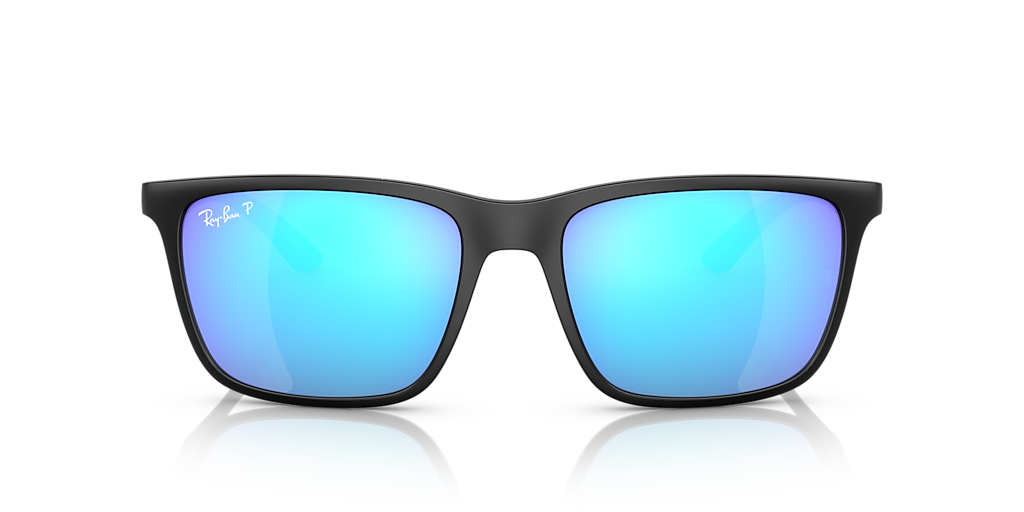 Ray-Ban Black Frame Sunglasses with teal lenses Ray-Ban Justin Color Mix L (58 - 17) with Blue lenses and  main image 4