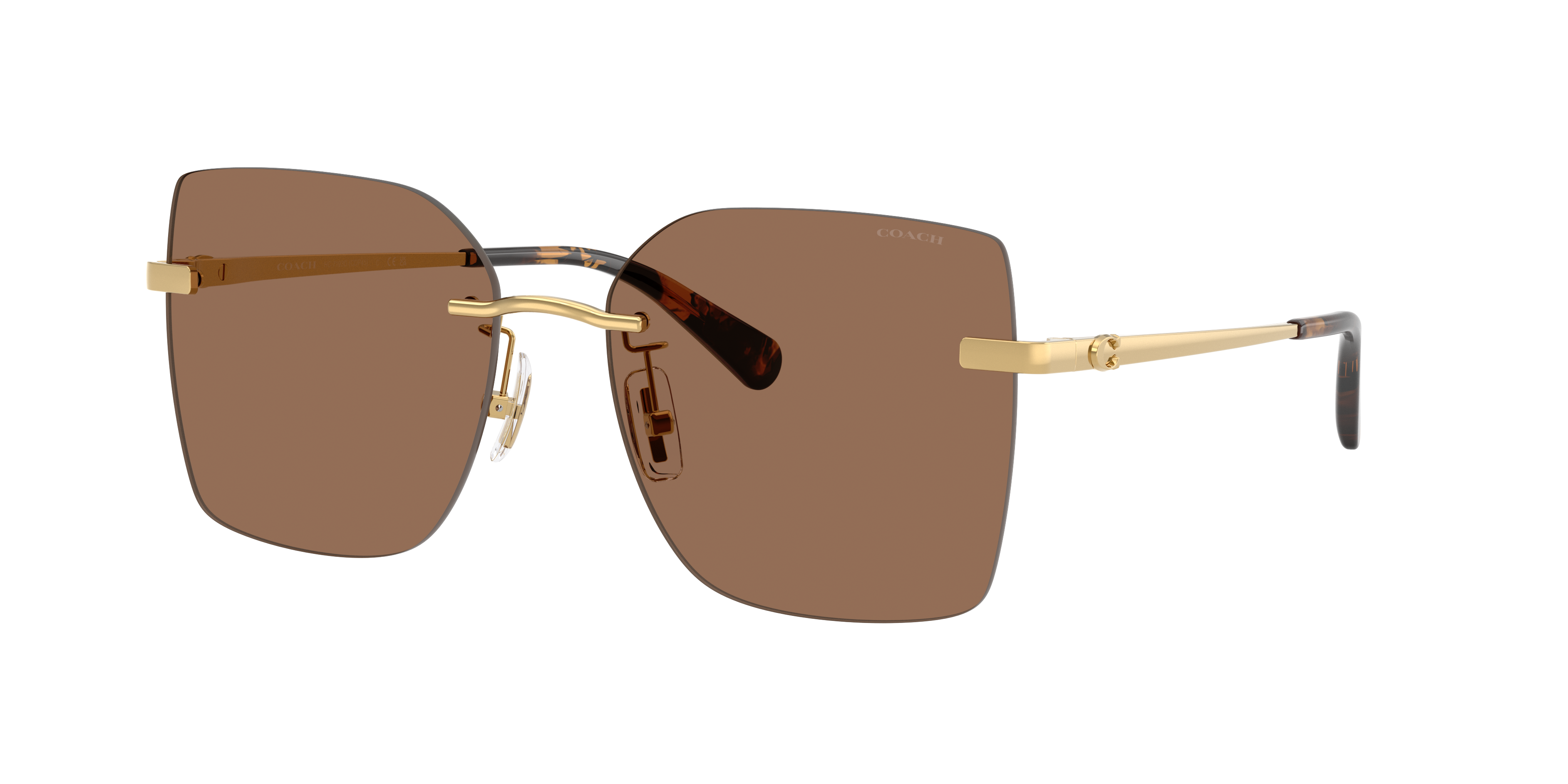 Coach Woman Sunglass CDP45 -  Frame color: Shiny Gold, Lens color: Brown Solid