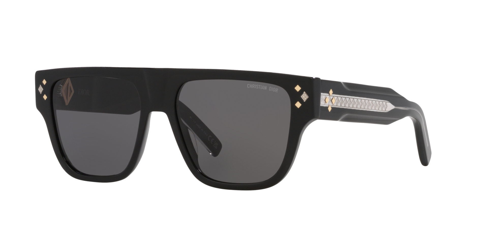 DIOR Homme Sunglass Cd Diamond S6I Dm40124I - Couleur du Monture Noir brillant Couleur de Lentille Gris 570 €