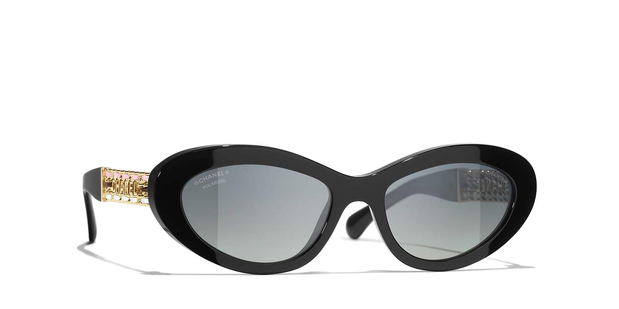 Chanel Woman Sunglass Cat Eye Sunglasses CH5538Q -  Frame color: Black, Lens color: Grey