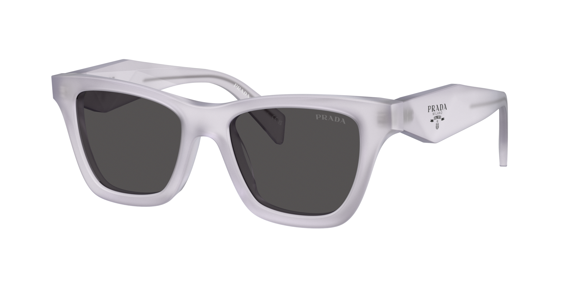 Prada Woman Sunglass PR C07S -  Frame color: Frosted Ice, Lens color: Dark Grey