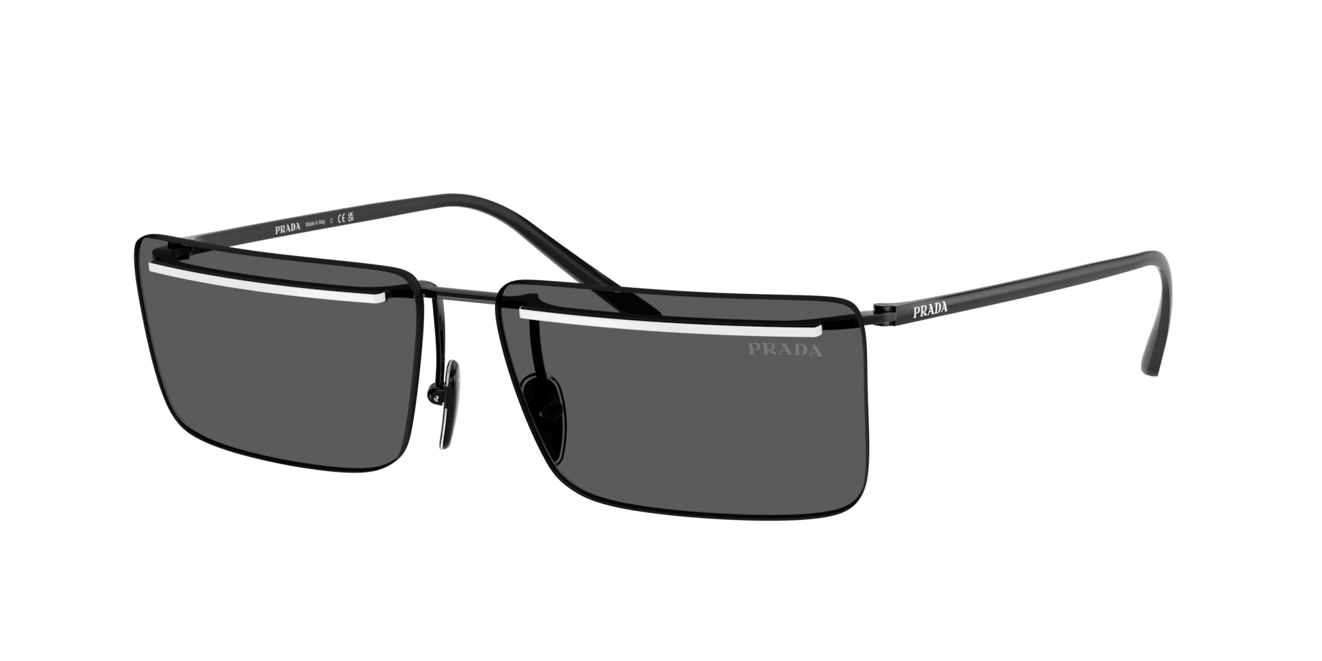 Prada Man Sunglass PR C53S -  Frame color: Black/White, Lens color: Dark Grey