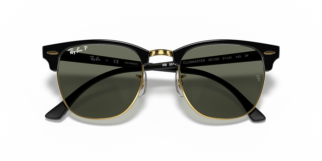 Ray-Ban Clubmaster Classic XL (55 - 19) with Green lenses and