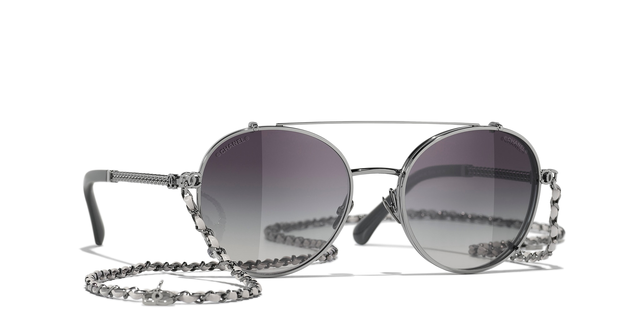 Chanel Woman Sunglass Pilot Sunglasses CH4291 -  Frame color: Ruthenium, Lens color: Transparent