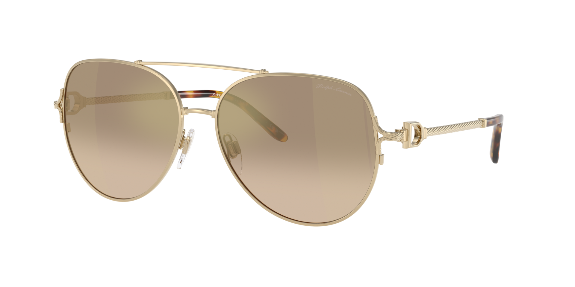 Ralph Lauren Femme Sunglass RL7087 - Couleur du Monture Or ple brillant Couleur de Lentille Brun dgrad gris miroir or 158 €