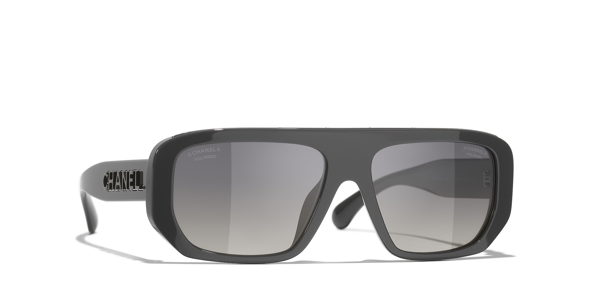 Chanel Woman Sunglass Shield Sunglasses CH5556U -  Frame color: Grey, Lens color: Grey