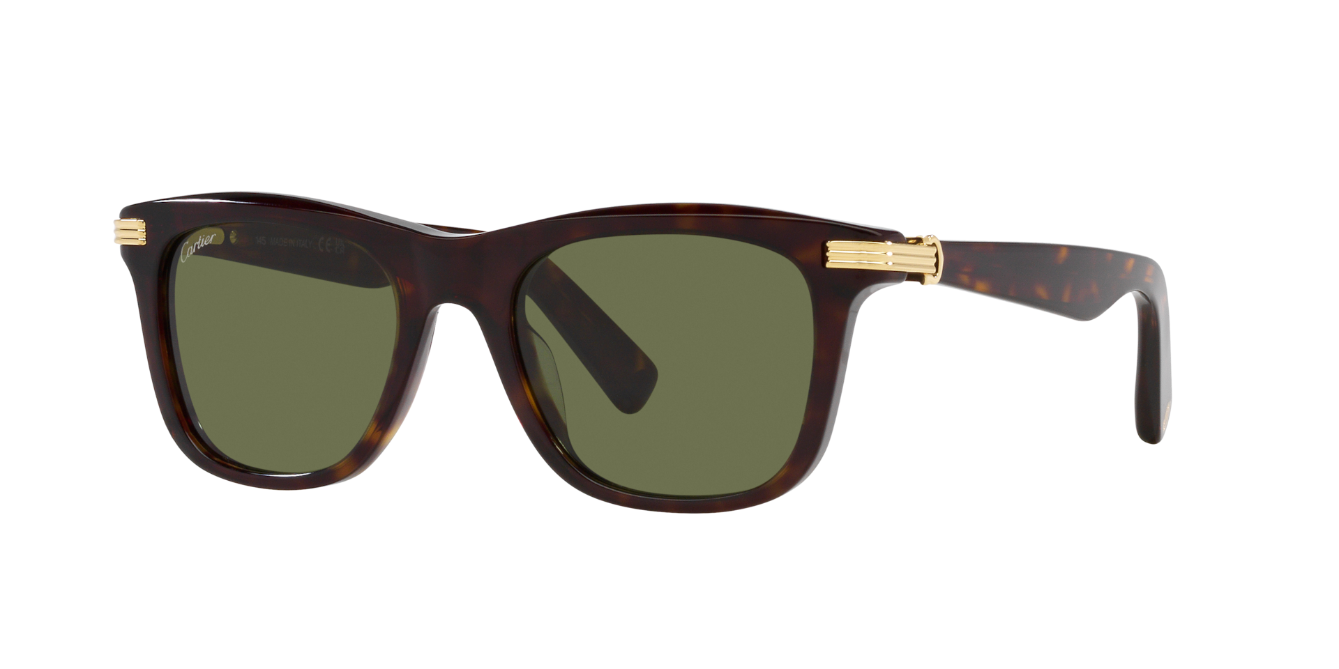 Cartier Homme Sunglass CT0396S - Couleur du Monture: Écaille, Couleur de Lentille: Vert