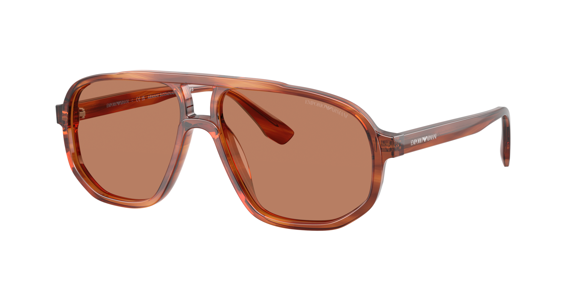 Emporio Armani Man Sunglass EA4263U -  Frame color: Striped Dark Brown, Lens color: Brown