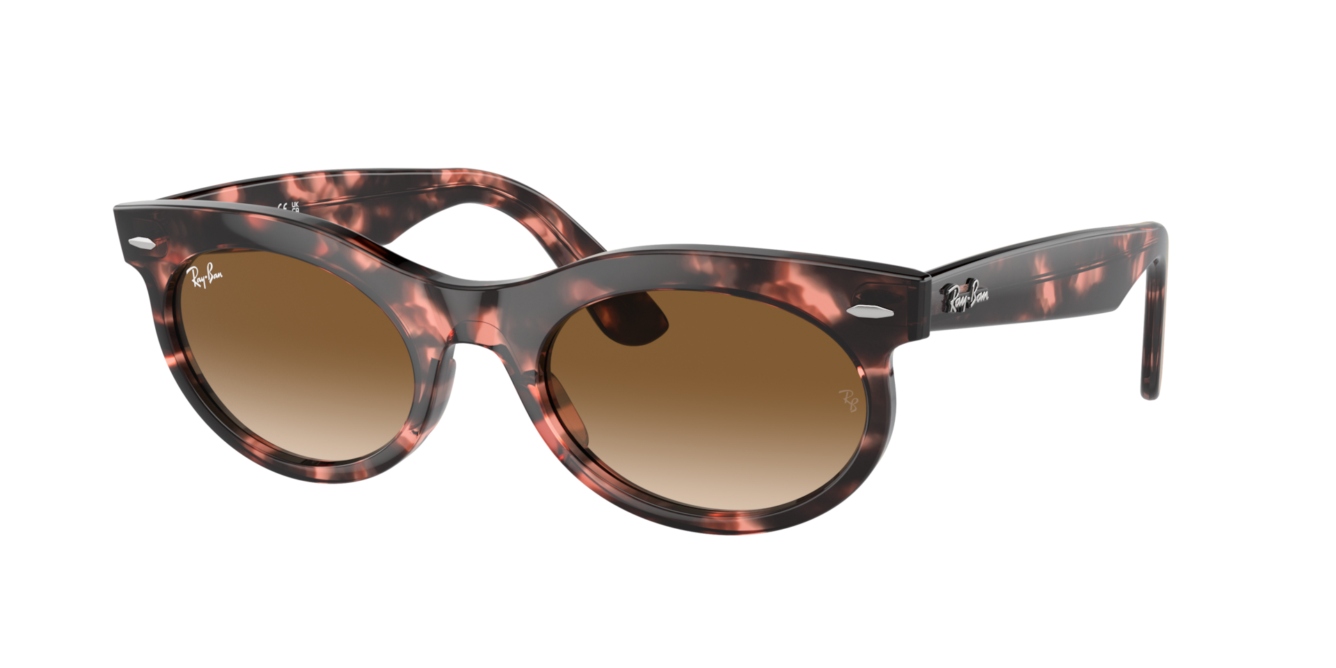 Ray-Ban Unisex Sunglass Wayfarer Oval -  Frame color: Pink Havana, Lens color: Clear & Brown