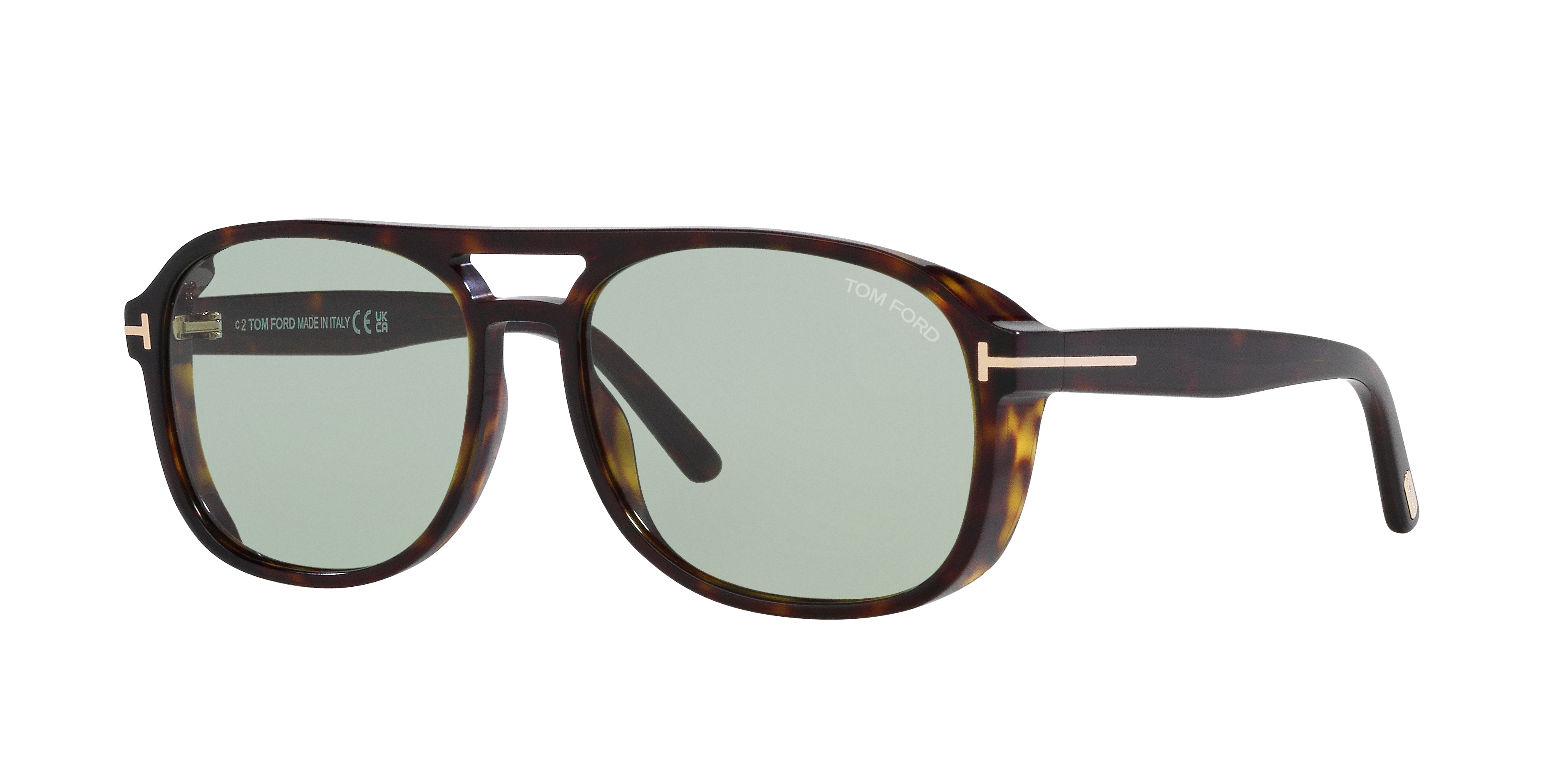 Tom Ford Man Sunglass Rosco -  Frame color: Tortoise Black, Lens color: Green