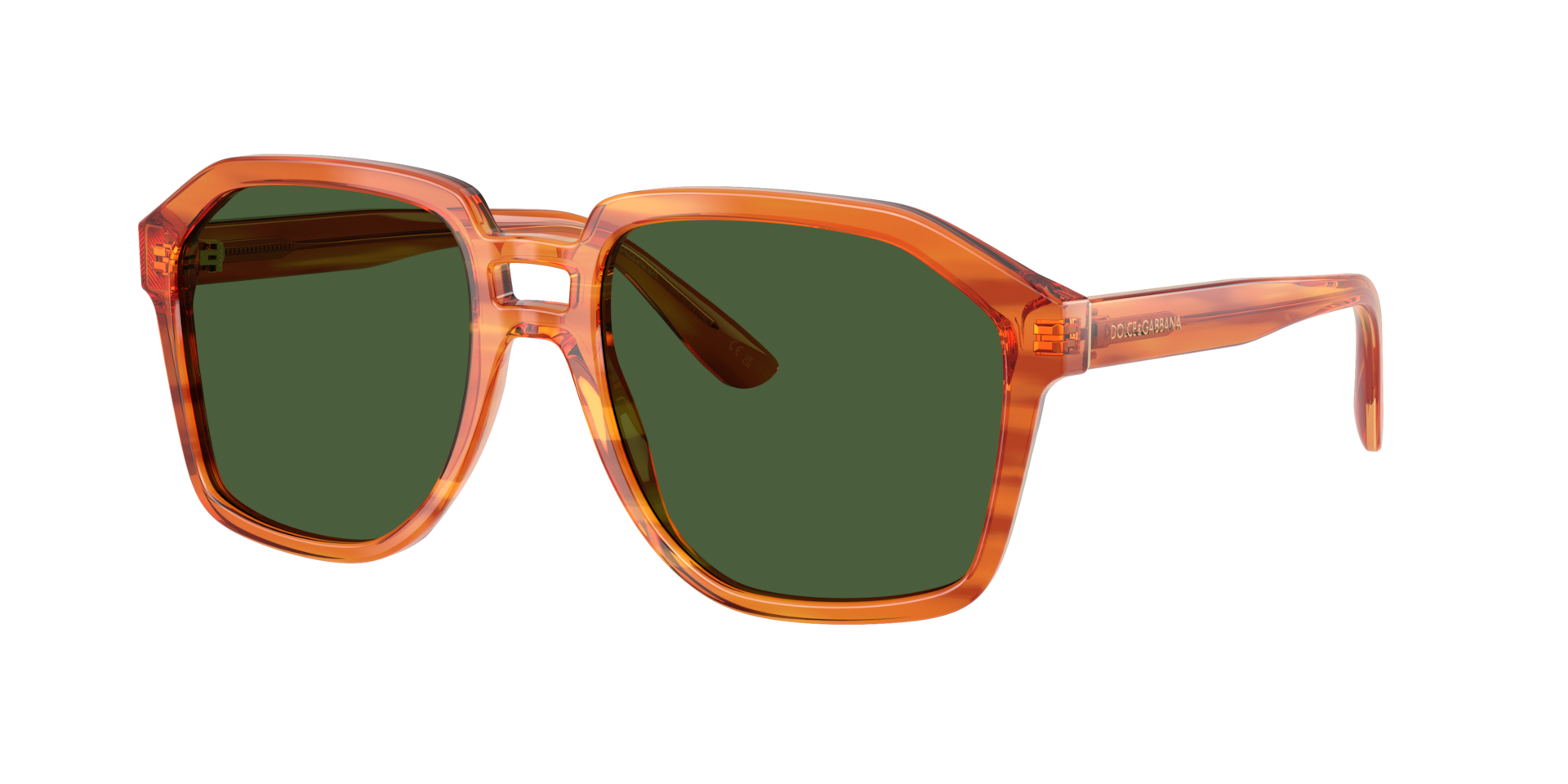 Dolce&Gabbana Man Sunglass DG4568 -  Frame color: Transparent Camel On Striped Ginger, Lens color: Dark Green Polarized