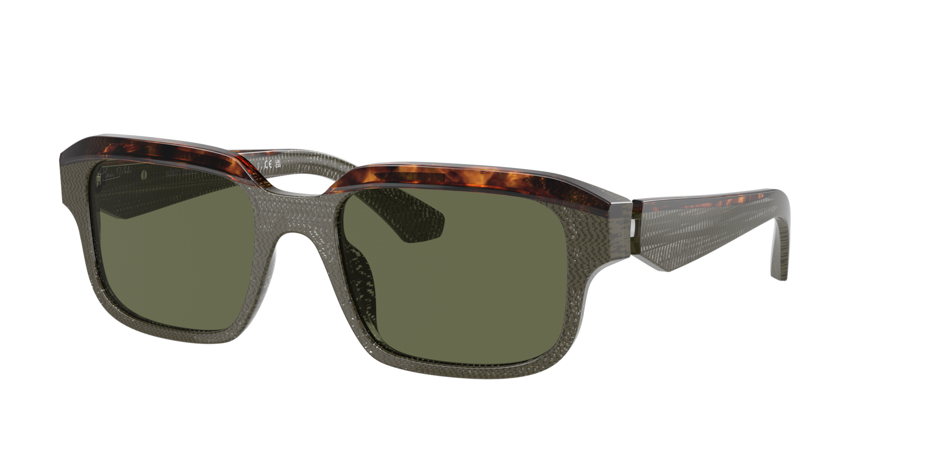 Alain Mikli Unisex Sunglass A05507 -  Frame color: Pointillee Green/Brown Havana, Lens color: Polarized Green