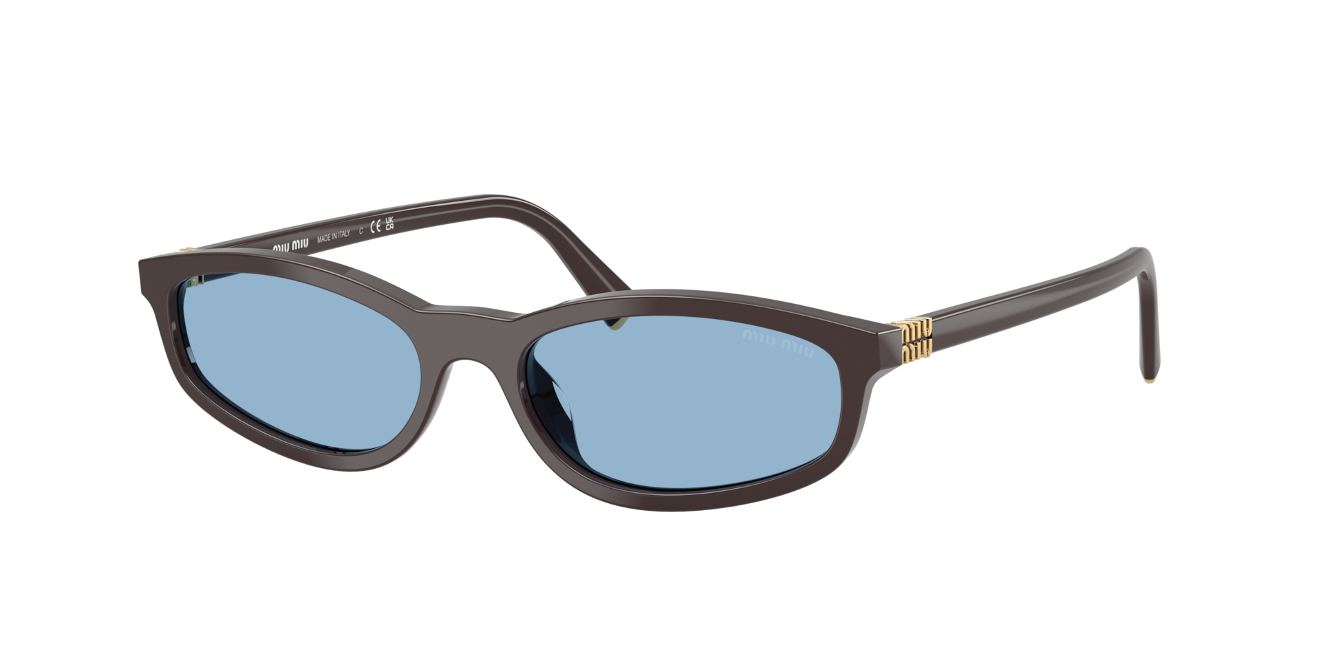 Miu Miu Femme Sunglass MU A06S - Couleur du Monture Moka Couleur de Lentille Bleu clair 245 €