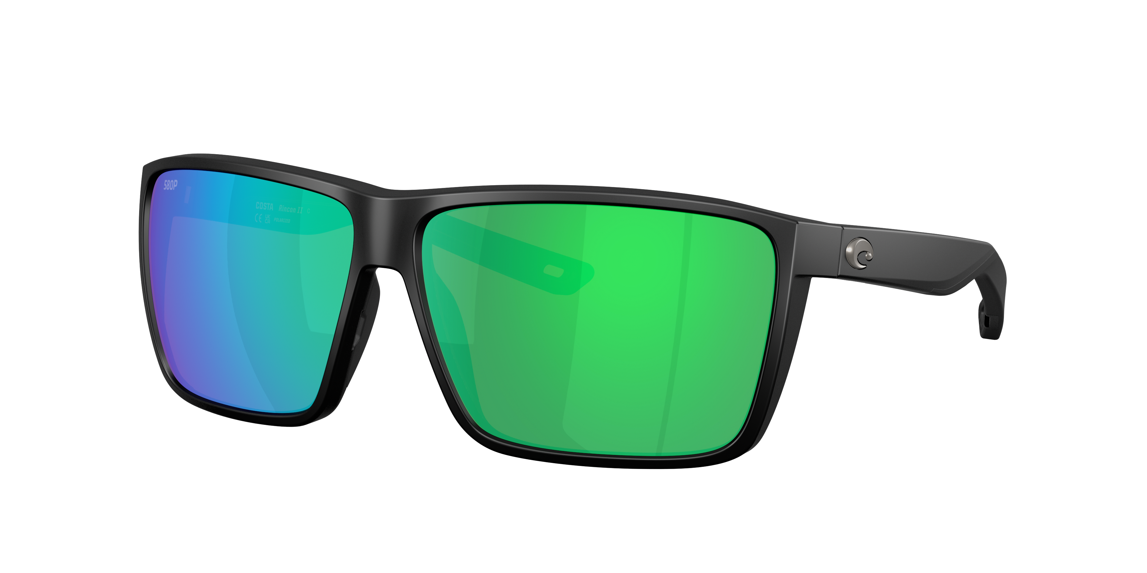 Costa Man Sunglass Rincon II -  Frame color: Matte Black, Lens color: Green Mirror