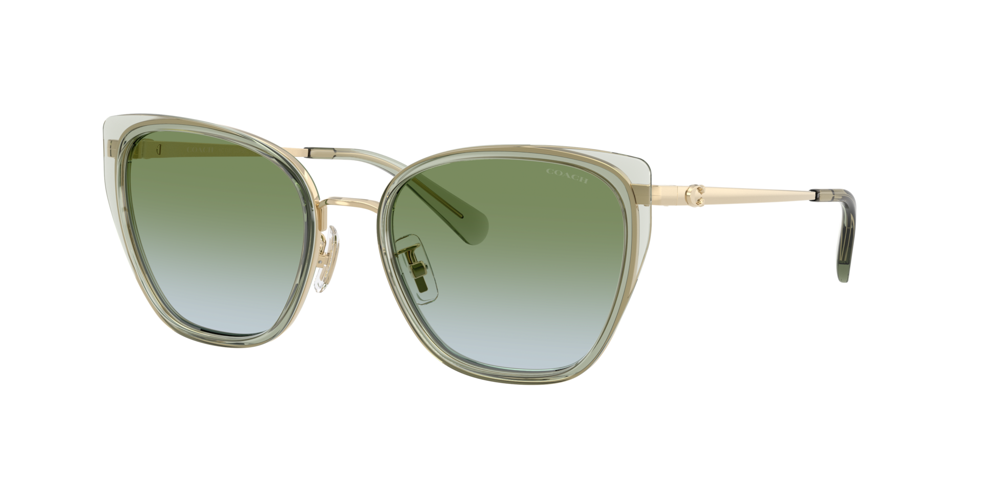 Coach Woman Sunglass CDP56 -  Frame color: Gold/Sage, Lens color: Green Blue Gradient