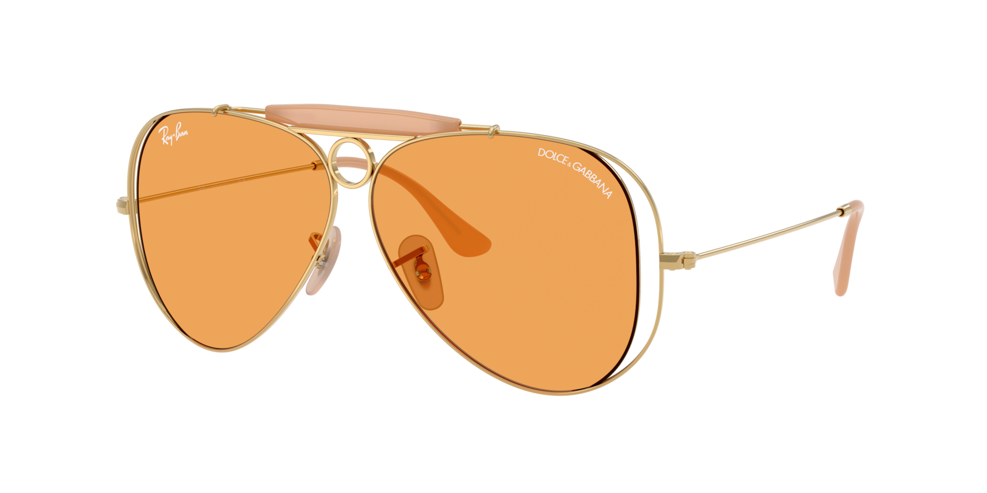 Ray-Ban Unisex Sunglass The Shooter By Dolce&Gabbana -  Frame color: Arista Gold, Lens color: Orange