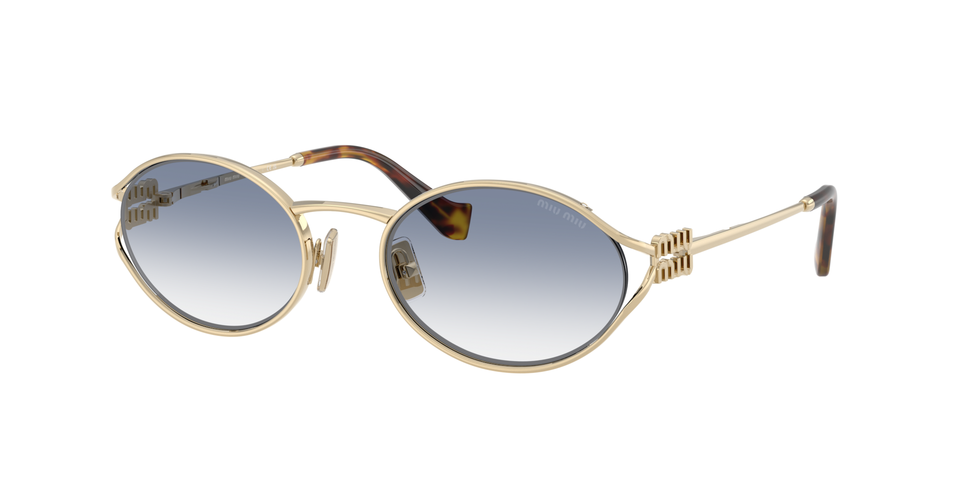 Miu Miu Woman Sunglass MU 52YS - Frame color: Pale Gold, Lens color: Clear Gradient Light Blue