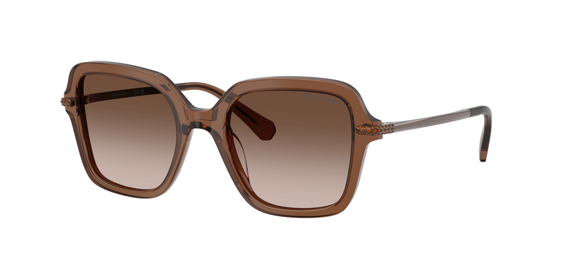 Swarovski Brown Sk6040 106713 Woman Sunglasses Acetate Geometric Normal Shaded - Image 2