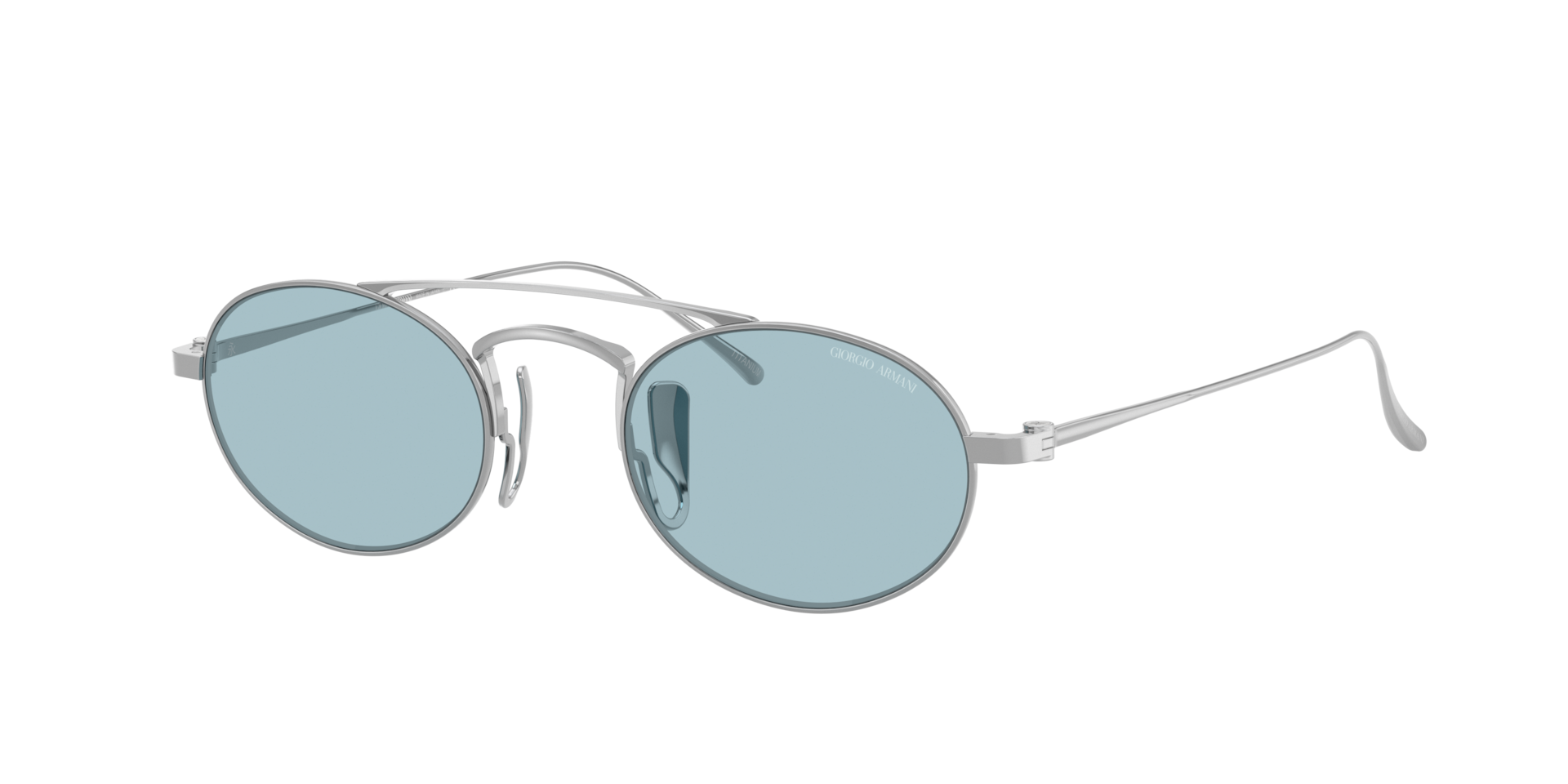 Giorgio Armani Mann Sunglass AR6161T - Rahmenfarbe: Silber, Linsenfarbe: Hellblau