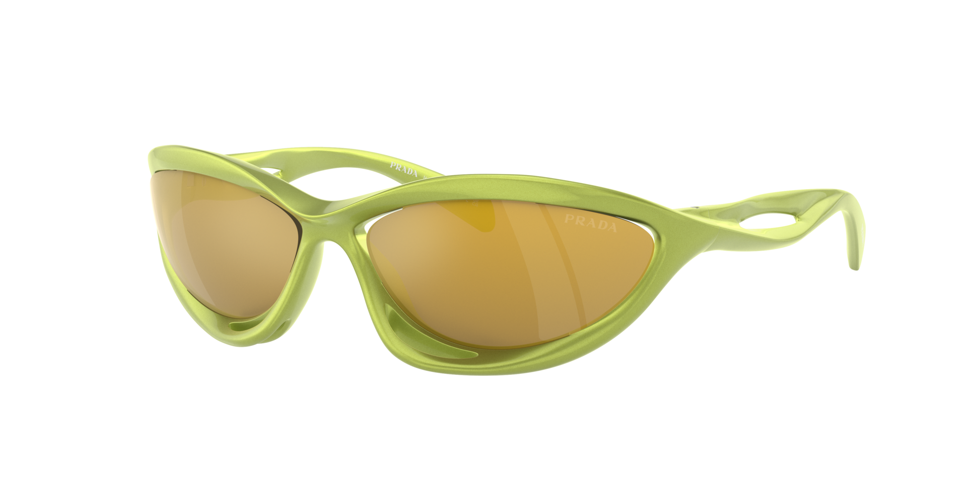 Prada Man Sunglass PR A26S -  Frame color: Metallized Fern, Lens color: Brown Orange 24K Iridium