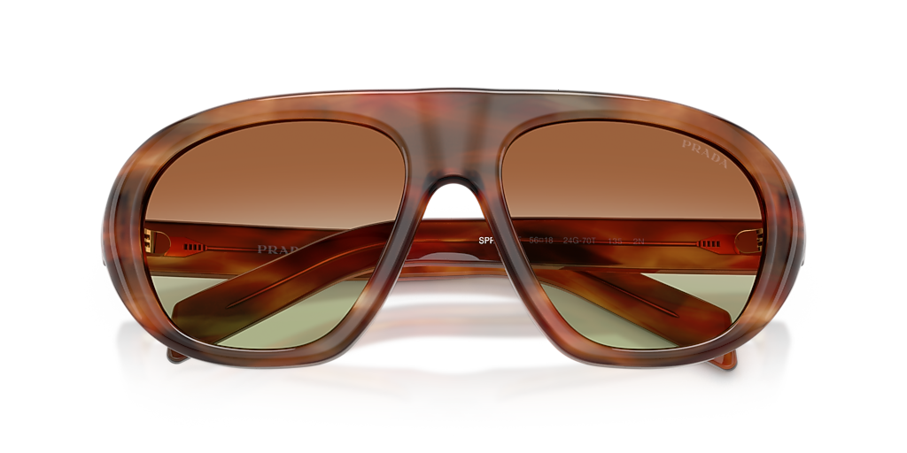 Prada PR C05SF L (56 - 18) with Green lenses and Brown frame