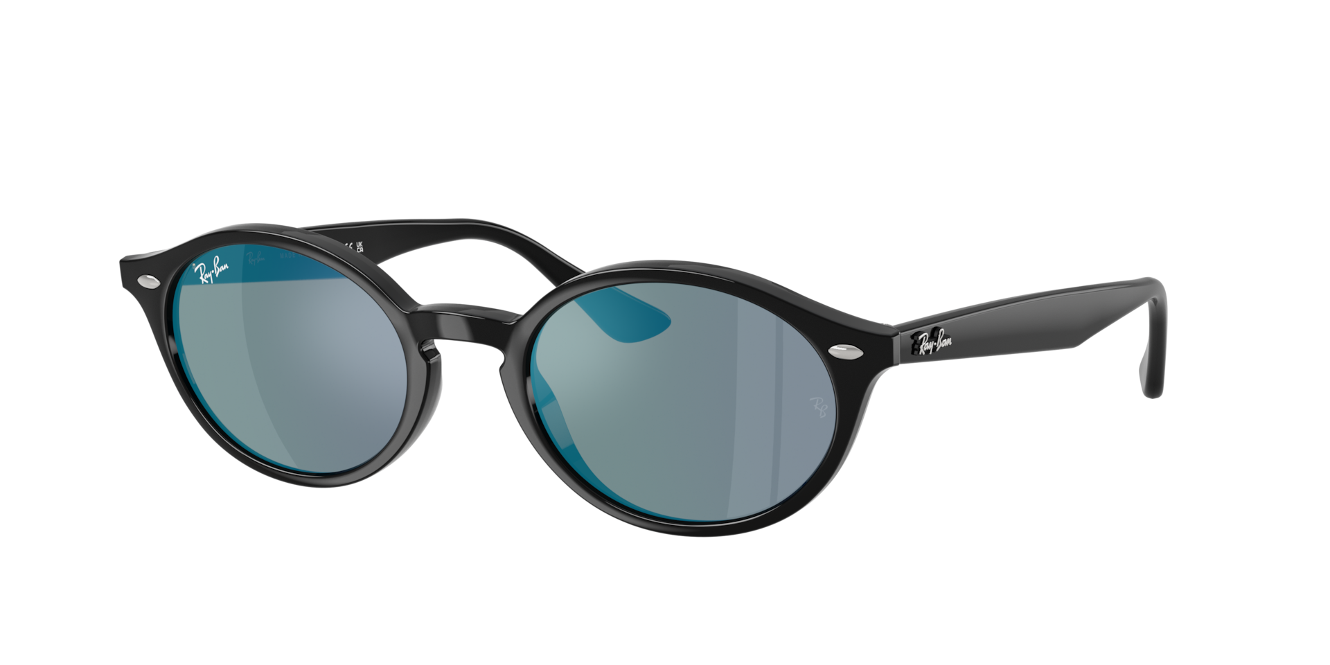 Ray-Ban Unisex Sunglass RB4315 -  Framekleur: Zwart, Lenskleur: Blauw gespiegeld