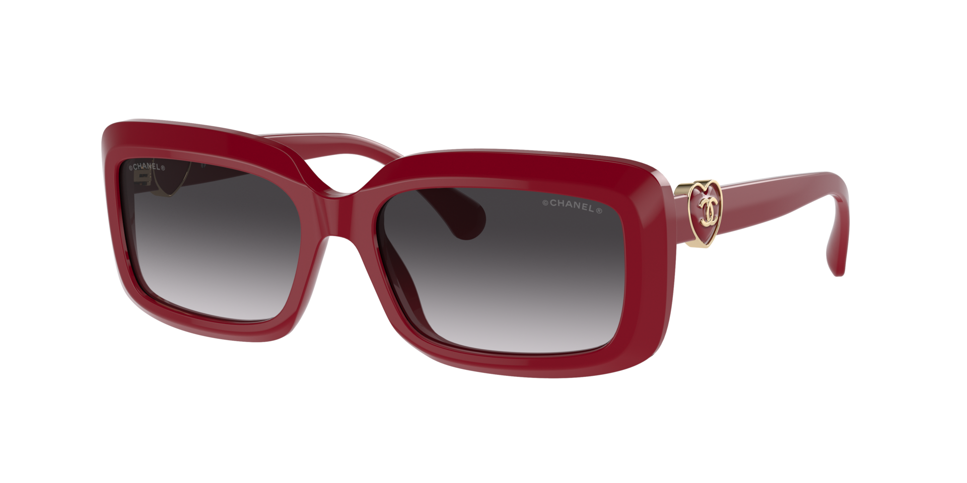 Chanel Femme Sunglass Rectangle Sunglasses CH5520 - Couleur du Monture Rouge Couleur de Lentille Gris 460 €