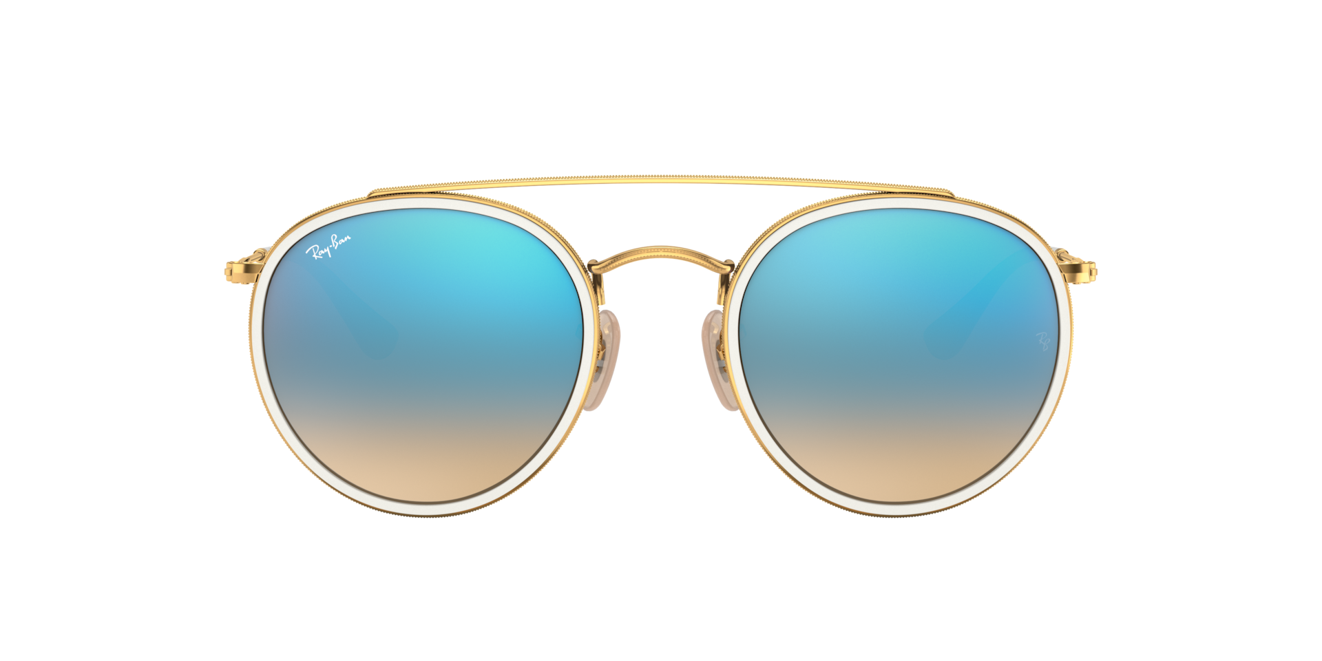 Ray-Ban Round Double Bridge M (51 - 22) com Lentes Azul e Armação