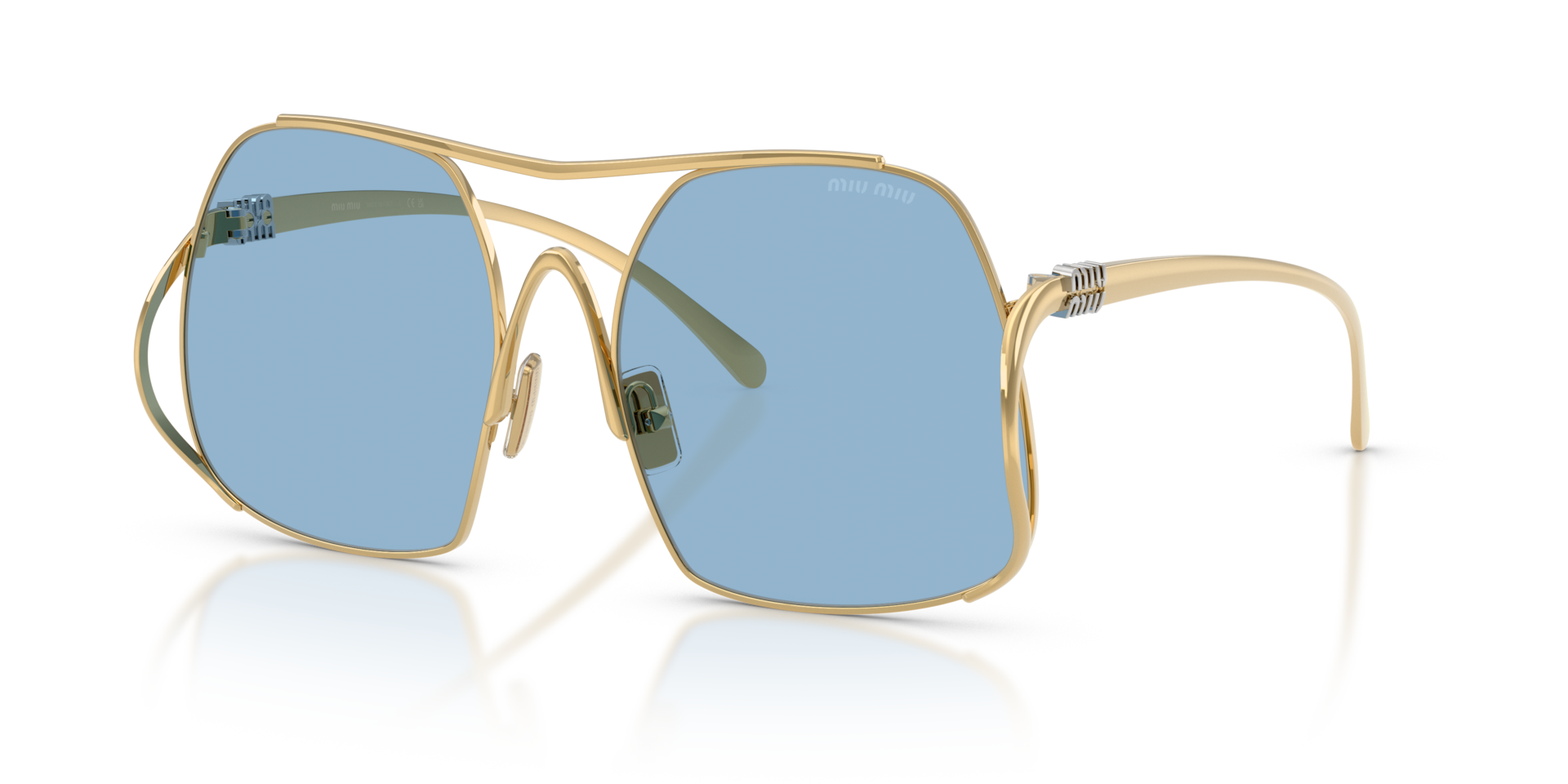 Miu Miu MU A55S XS (57 - 18) with Blue lenses and Gold frame