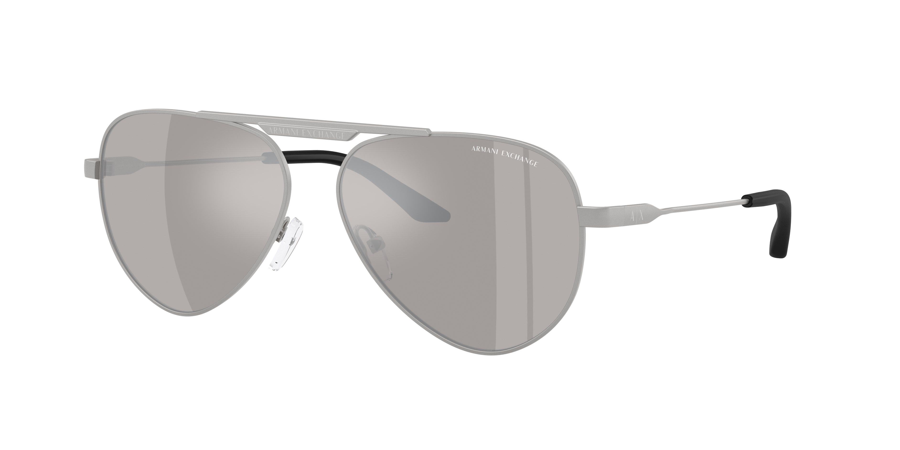 Armani Exchange Unisex Sunglass AX2060S -  Frame color: Matte Silver, Lens color: Light Grey Mirror Silver
