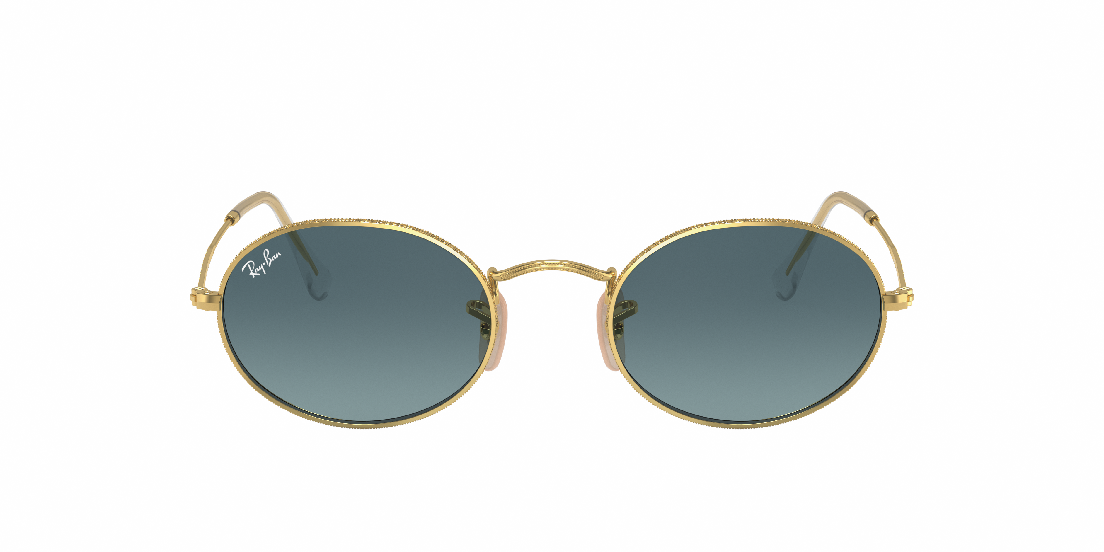 Ray-Ban Oval Metal XL (54 - 21) with Blue lenses and Gold frame