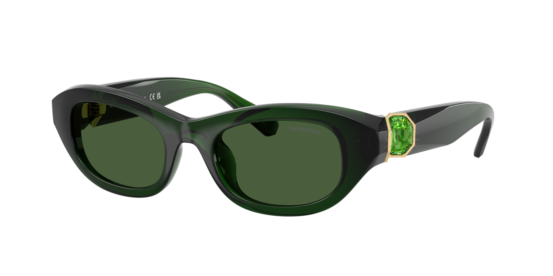 Swarovski Woman Sunglass SK6036U -  Frame color: Milky Dark Green, Lens color: Dark Green