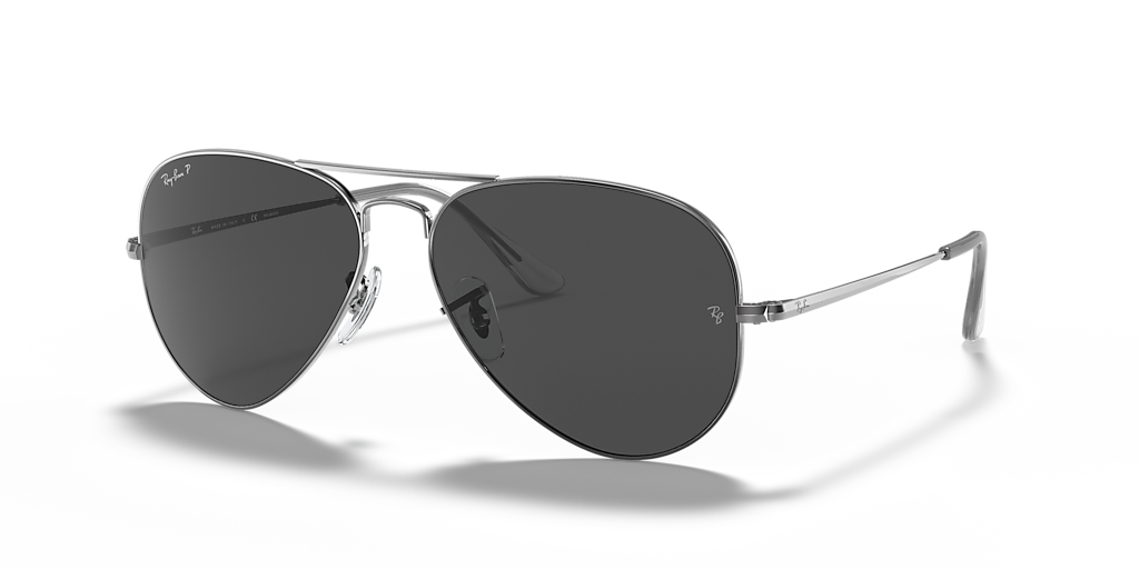 Ray-Ban RB 3665 サングラス ブラック/グレー Ray-Ban Aviator Metal II XXL (62 - 14) with Black lenses and Grey