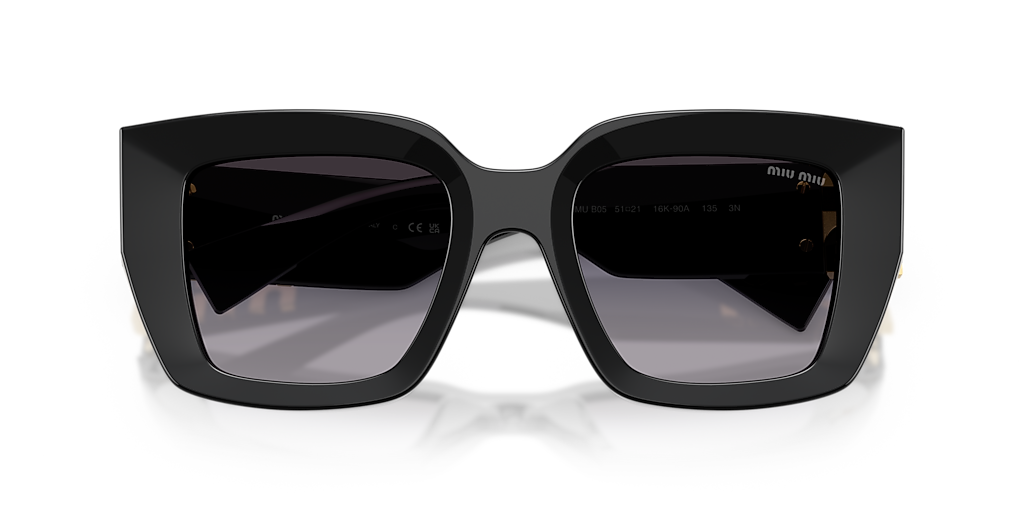 Miu Miu MU B05S XL (51 - 21) met Grijs Brillenglazen en Zwart