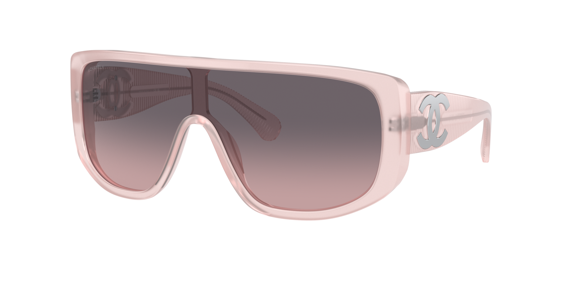 Chanel Woman Sunglass Shield Sunglasses CH5495A -  Frame color: Light Pink, Lens color: Pink