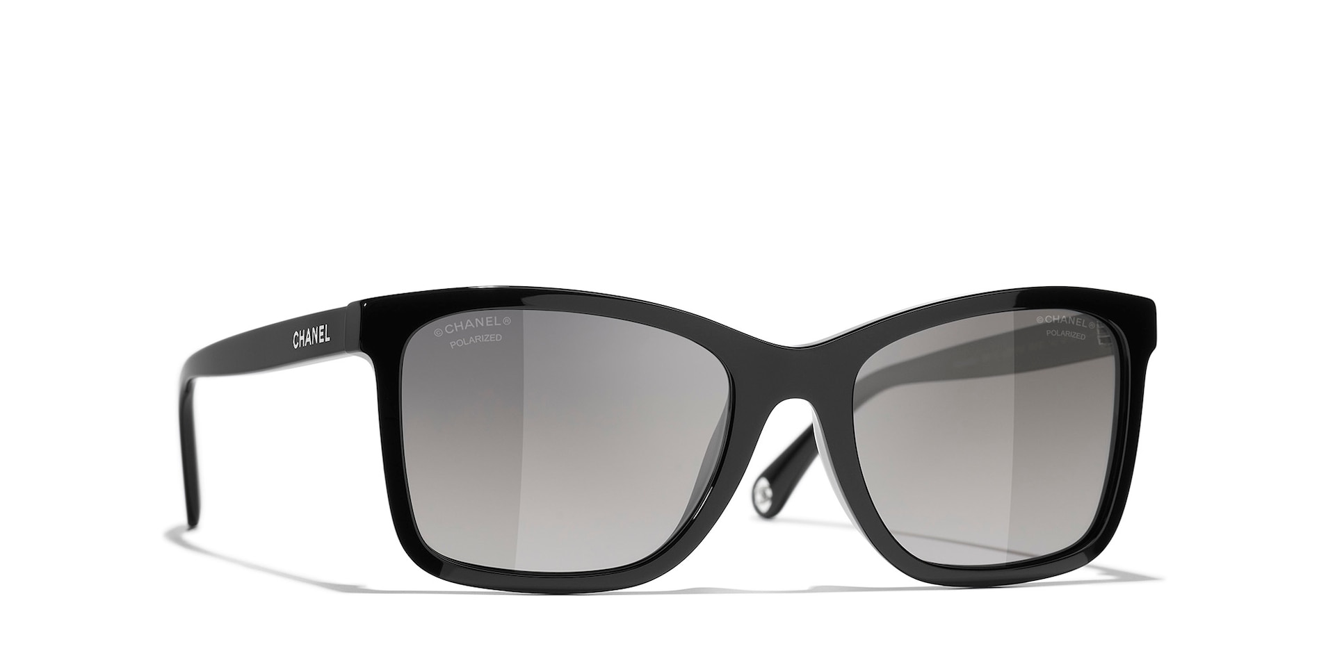 Chanel Woman Sunglass Rectangle Sunglasses CH5551U -  Frame color: Black, Lens color: Grey