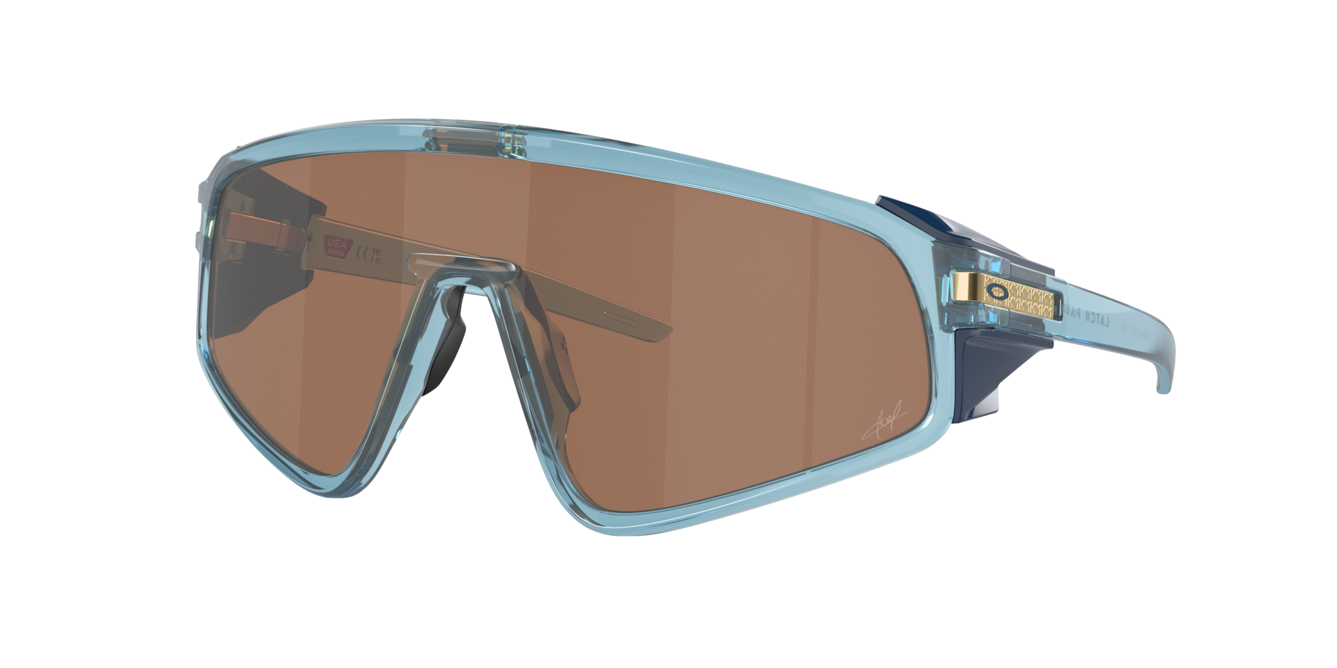 Oakley Unisex Sunglass Kylian Mbappé Signature Series Latch™ Panel - Color del Marco: Piedra caliza transparente, Color de la Lente: Prizm Tungsten