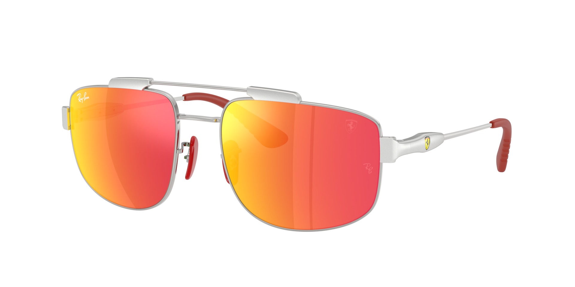 Ray-Ban Unisex Sunglass RB3789M Scuderia Ferrari Collection -  Frame color: Silver, Lens color: Grey Mirror Red