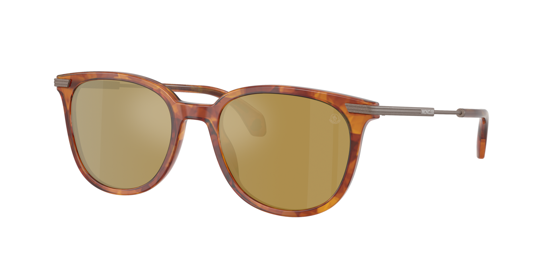 Moncler Unisex Green Me6013 Korra 300475 Sunglasses Acetate Turtle Round Normal Mirrored - Image 2