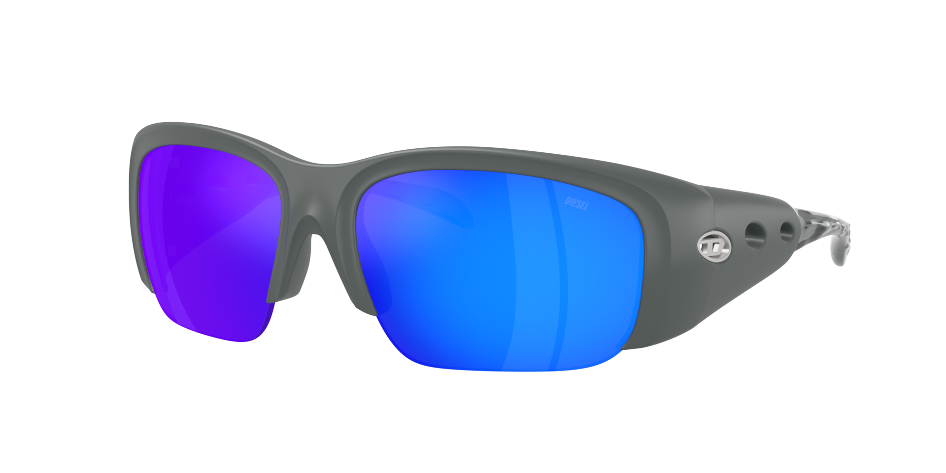 Diesel Unisex Sunglass DL3016U -  Frame color: Grey, Lens color: Light Orange Mirror Internal Silver
