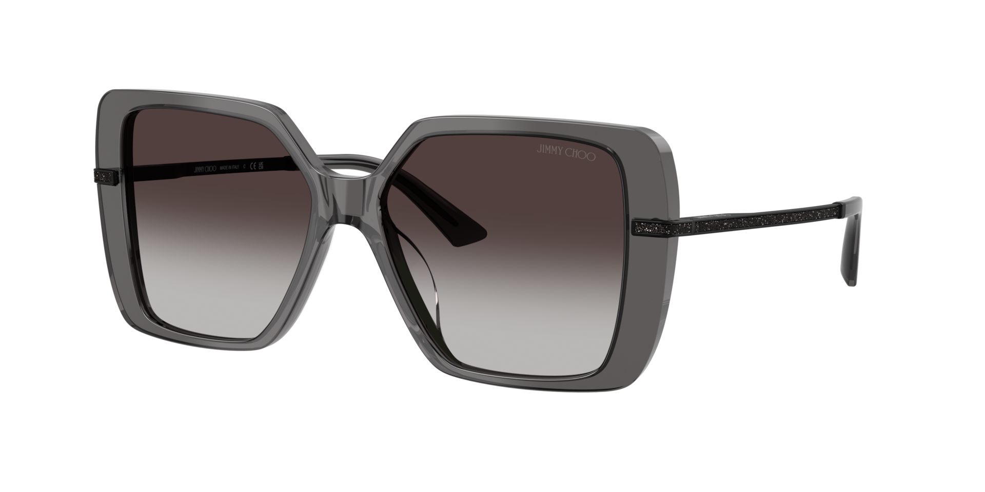 Jimmy Choo Frau Sunglass JC5048JU - Rahmenfarbe: Transparent Schwarz, Linsenfarbe: Verlauf Grau