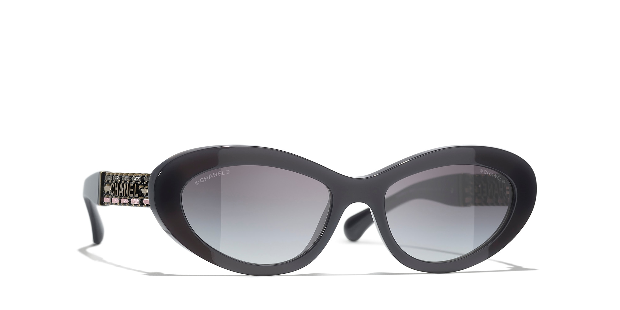 Chanel Woman Sunglass Cat Eye Sunglasses CH5538Q -  Frame color: Grey, Lens color: Grey