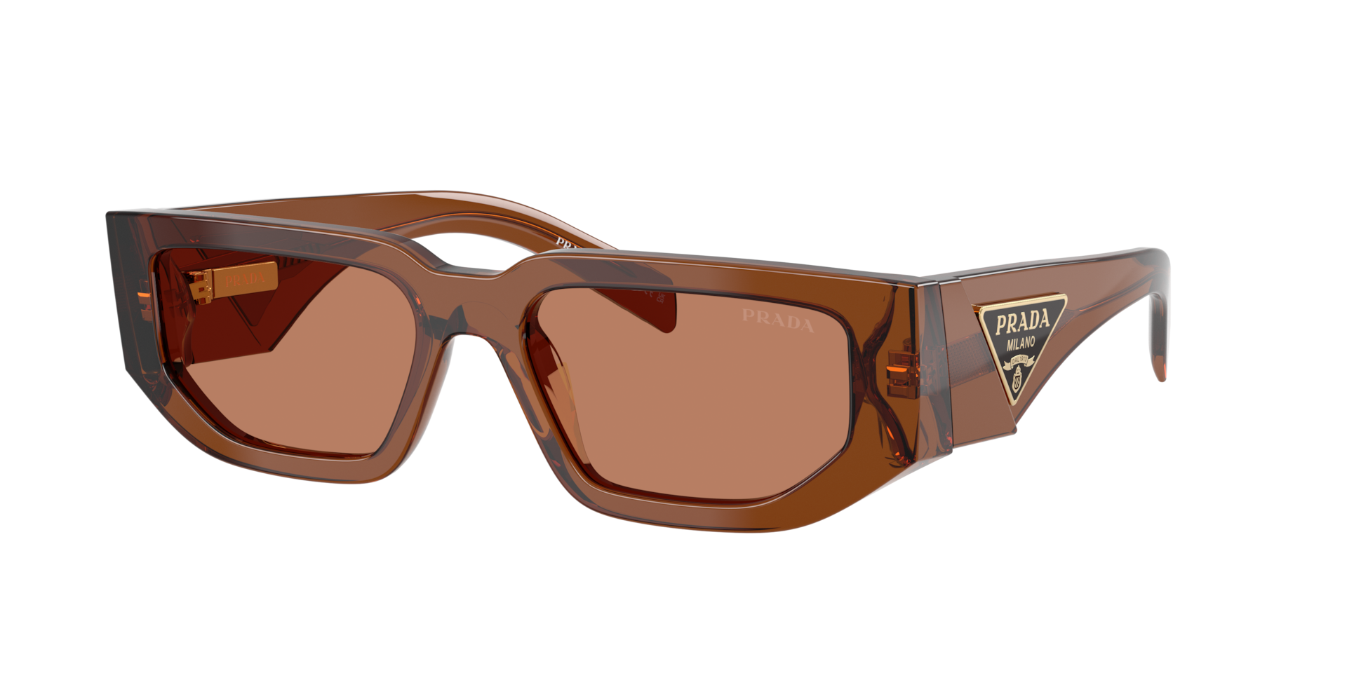 Prada Man Sunglass PR 09ZS -  Frame color: Dark Brown Transparent, Lens color: Brown